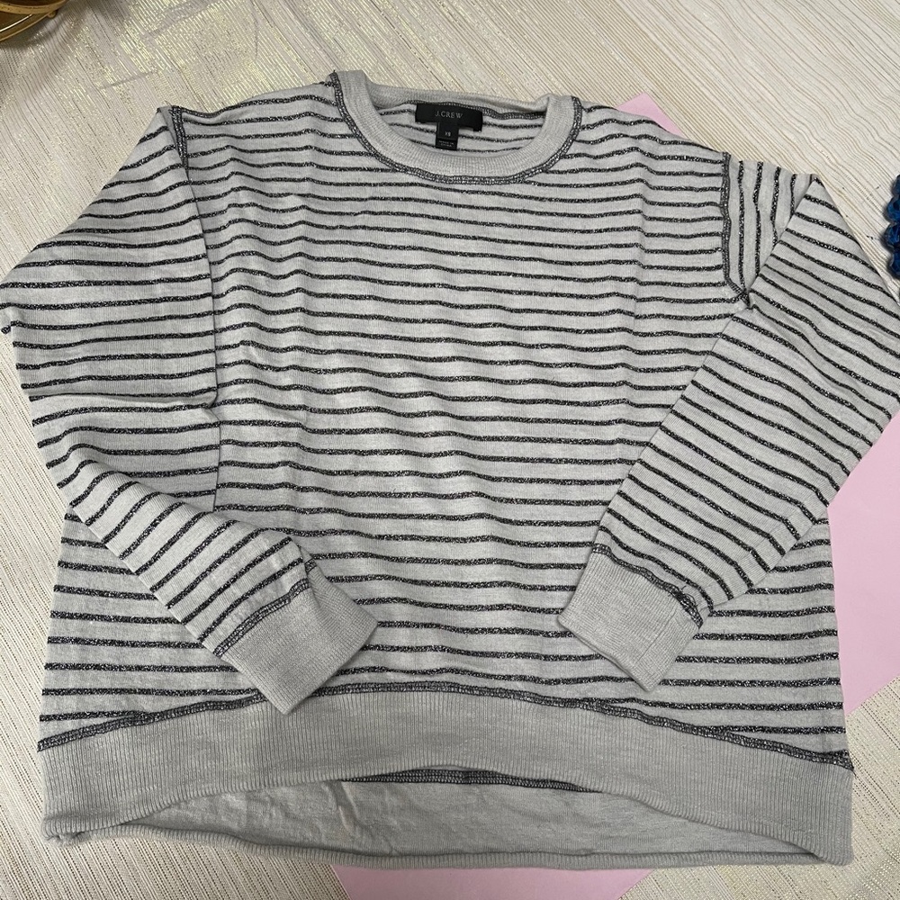 NEW J Crew Merino Wool Metallic Striped Sweater